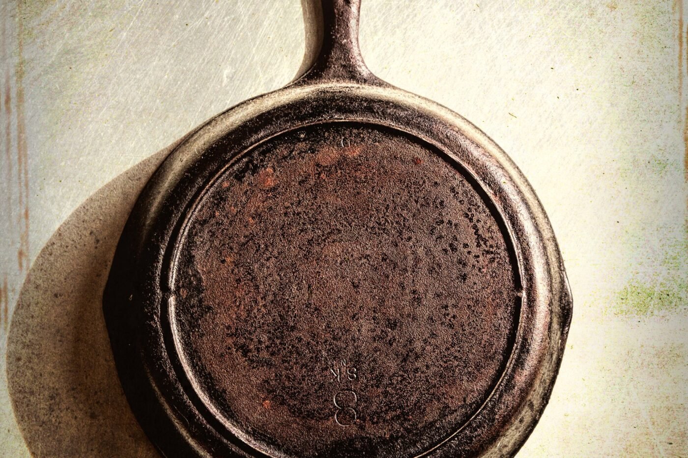 A cast iron skillet