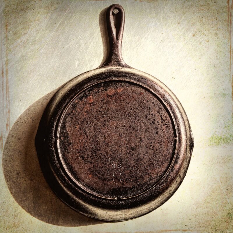 A cast iron skillet